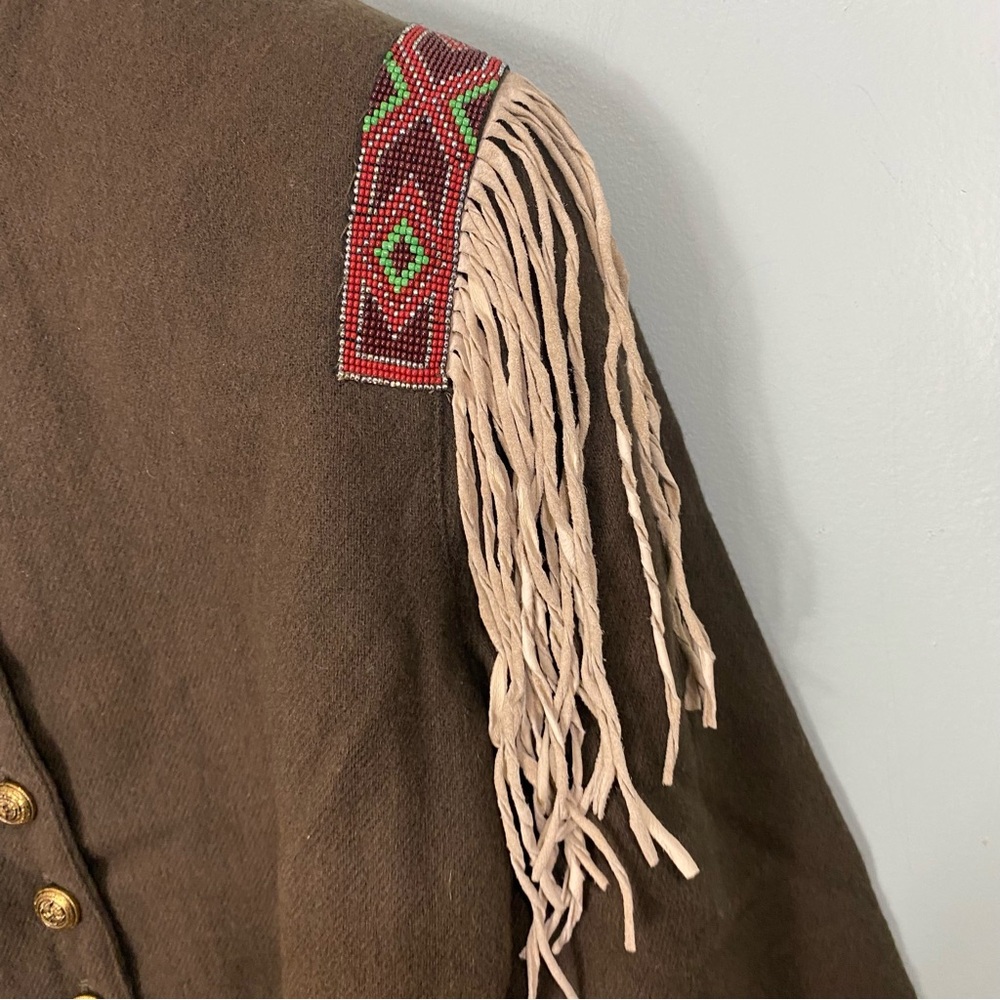 Double D Ranch Green Beaded Wool Military Western Jacket Sz L Embellished - Picture 3 of 11